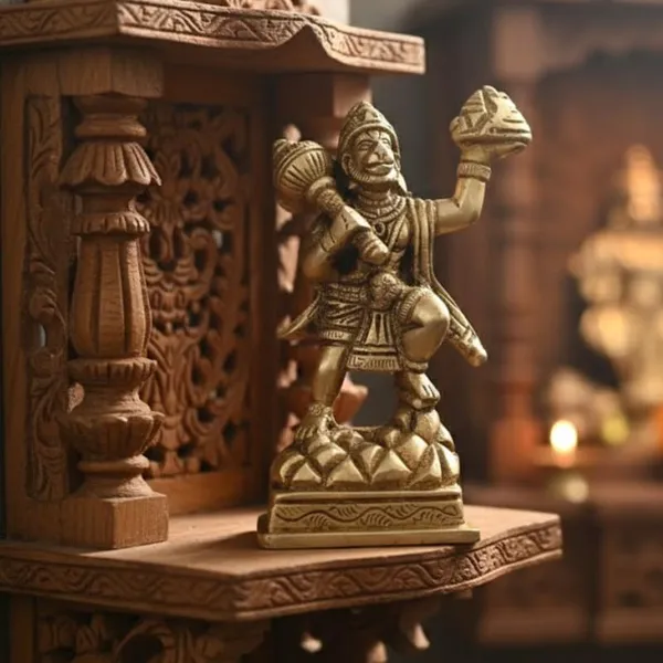 Golden_Pure_Brass_Lord_Hanuman_(Balaji)_Idol_-_0.445_Kg_-_H_10.5_Cm,_L_5_Cm,_B_4_Cm_-_Sankat_Mochan_Murti_With_Sanjeevani_Parvat_Pooja_Mandir_Temple_Home_Decor