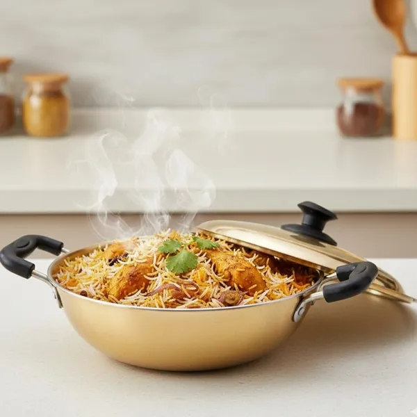 Golden_Heavy_Duty_Brass_Kadai_With_Lid_-_1.830_Kg_-_H_15_Cm,_L_34_Cm,_B_26_Cm_-_Teflon-Free_Naturally_Non-Stick_Kadai_For_Cooking_Curries_&_Sweets