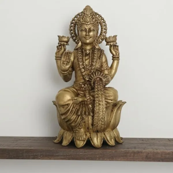 Golden_Antique_Brass_Goddess_Lakshmi_Idol_1.085_Kg_-_H_17.50_Cm,_L_8.50_Cm,_B_8_Cm_-_Mahalakshmi_Statue_Sitting_On_Lotus_For_Home_Temple,_Puja_&_Office_Auspicious_Gift