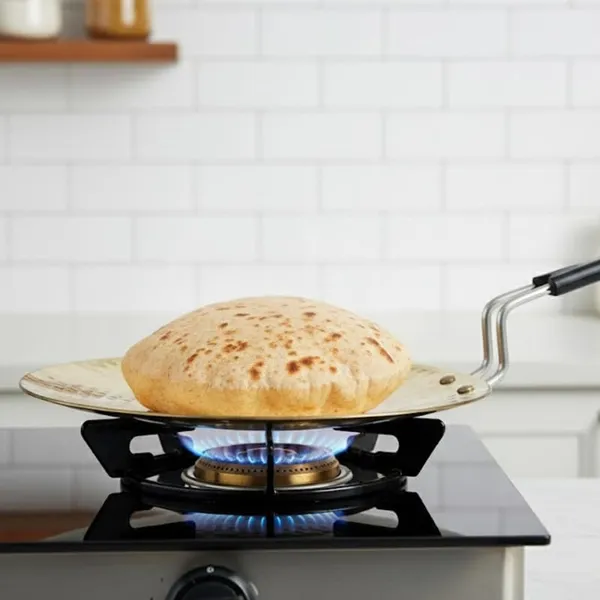 Golden_Heavy_Duty_Brass_Roti_Tawa_Teflon_Free_Non-Toxic_1.000_Kg_-_H_44_Cm,_Dia_25_Cm_-_Tawa_For_Roti_With_Insulated_Heat_Resistant_Wire_Handle