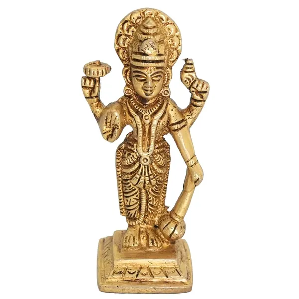 Golden_Brass_Vishnu_Ji_Standing_Murti_-_0.275_Kg_-_H_11_Cm,_L_4_Cm,_B_3.5_Cm_-_Lord_Vishnu_Bhagwan_Idol_Venkatesh_Statue_For_Lakshmi_Narayan_Temple_Office_Diwali_Pooja