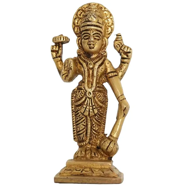 Golden_Brass_Vishnu_Ji_Standing_Murti_-_0.275_Kg_-_H_11_Cm,_L_4_Cm,_B_3.5_Cm_-_Lord_Vishnu_Bhagwan_Idol_Venkatesh_Statue_For_Lakshmi_Narayan_Temple_Office_Diwali_Pooja