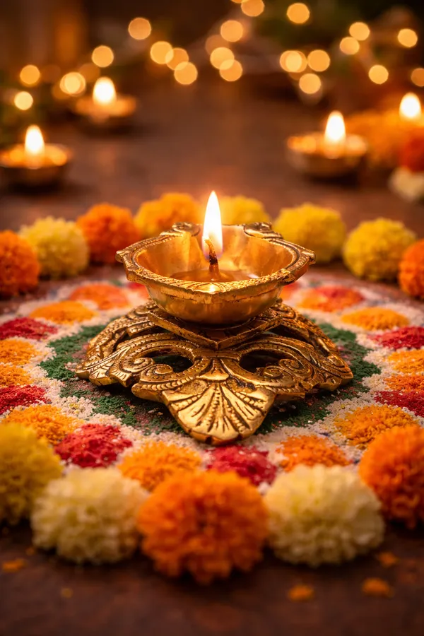 Brass_Diya_with_Royal_Floral_Carved_Base_||_Height:_5.5_cm,__Length:_12_cm,__Width:__12_cm_,_Weight:_430_g