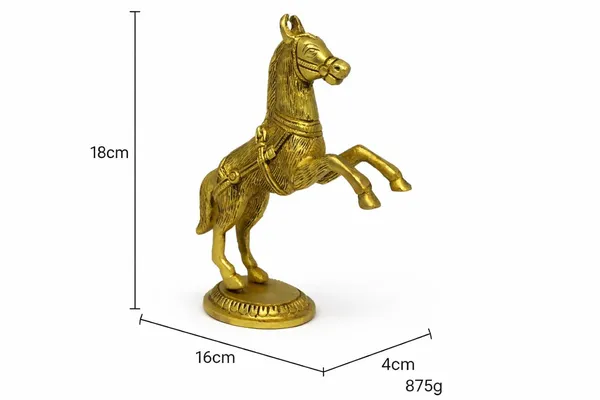 Vastu_Shakti_Brass_Running_Horse_Showpiece__Height:_18_cm__Length:_16_cm__Width:_4_cm__Weight:_875_g