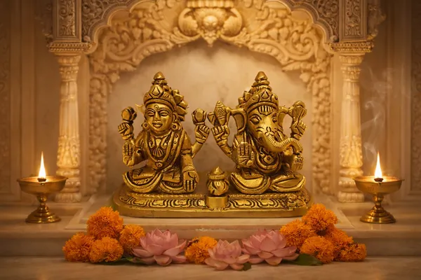 Brass_Lakshmi_Ganesh_Single_Base_Idol_Set_for_Home_&_Office_||_Height:_8cm,_Length:_12cm,_Width:_5cm,_(Weight:_960g)