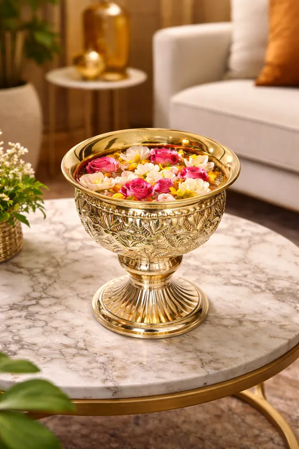 Brass_Urli_Planter_with_Stand_|_Height:_15_cm__Diameter:_14_cm__Weight:_550_g