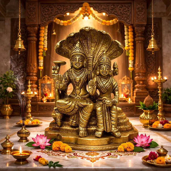 Brass_Vishnu–Lakshmi_Idol_Sitting_on_Sheshnag_||_Handcrafted_Hindu_God_Statue_for_Pooja_||_Height:_14cm,_Length:_12cm__Width:_5cm__Weight:_1.360kg