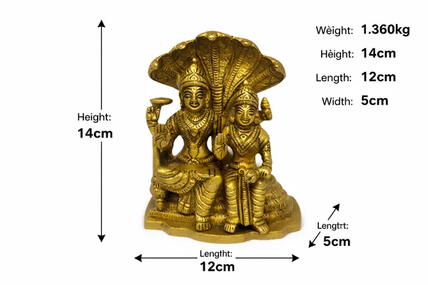 Brass_Vishnu–Lakshmi_Idol_Sitting_on_Sheshnag_||_Handcrafted_Hindu_God_Statue_for_Pooja_||_Height:_14cm,_Length:_12cm__Width:_5cm__Weight:_1.360kg