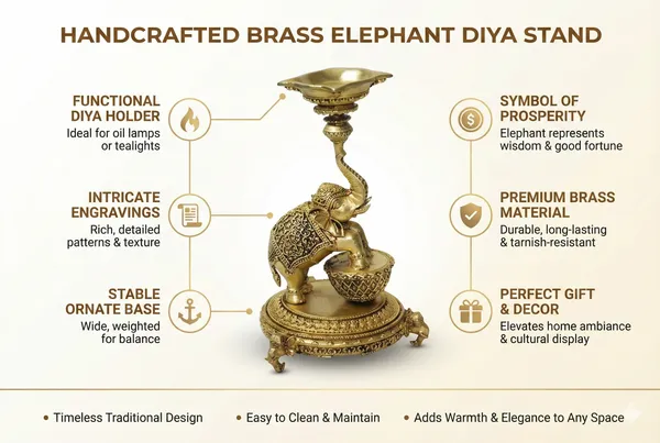 Rahadecor_Golden_Brass_Elephant_Diya_Stand_with_Peacock_-_Traditional_Dancing_Elephant_Oil_Lamp_-_14cm_Height_Weight-320grams