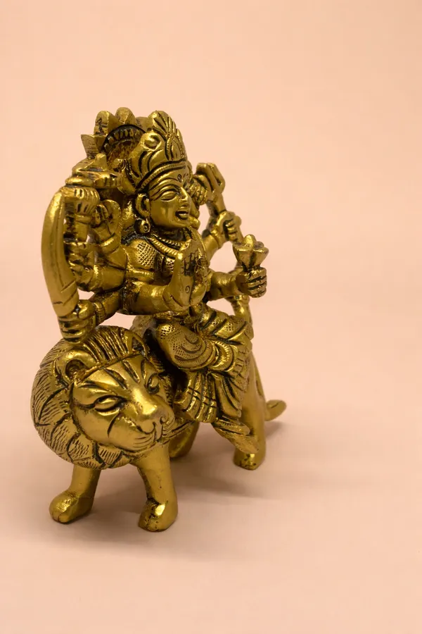 Divine_Goddess_Durga_Brass_Idol_on_Lion_|_Small_Decorative_Brass_Murti_||__Height-11CM_,Length-9cm_(Weight-790g)