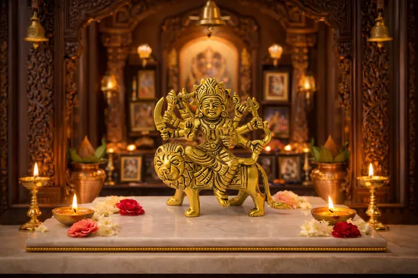 Divine_Goddess_Durga_Brass_Idol_on_Lion_|_Small_Decorative_Brass_Murti_||__Height-11CM_,Length-9cm_(Weight-790g)