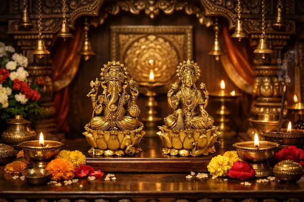 Rahadecor_Pure_Brass_Lakshmi_Ganesh_Murti_-_Ideal_Idol_for_Diwali_Puja,_Home_Decor_&_Spiritual_Gift_-_8cm_(3.1in)