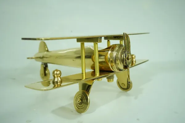 Golden_Antique_Brass_Aeroplane_Model_Showpiece_For_Table_Top,_Enhancing_Your_Decorative_Items_Collection