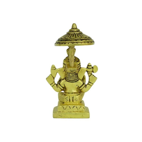 Golden_Ganesha_Brass_Statue_Idol_With_Chatri,_Religious_Figurine,_Traditional_Style,_Brass_Material,_For_Home_Temple_Decor_&_Gifting,_12Cm_Height_X_5Cm_Width