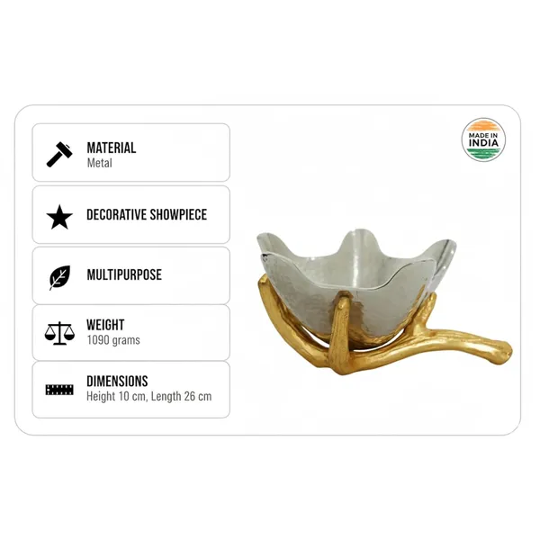 Golden_Metal_Hand_Bowl,_Decorative_Serving_Tray,_Multipurpose_Fruit_And_Snack_Bowl,_26Cm_Length,_10Cm_Height,_1090G