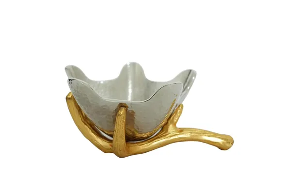 Golden_Metal_Hand_Bowl,_Decorative_Serving_Tray,_Multipurpose_Fruit_And_Snack_Bowl,_26Cm_Length,_10Cm_Height,_1090G