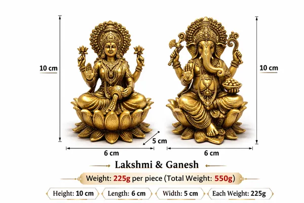 Handcrafted_Brass_Lakshmi_Ganesh_Idol__||_Height:_10_cm__Length:6_cm__Width:5_cm__Weight:_225g_per_piece__Total_Weight:_450g_(Set_of_2)_(Set_of_2)