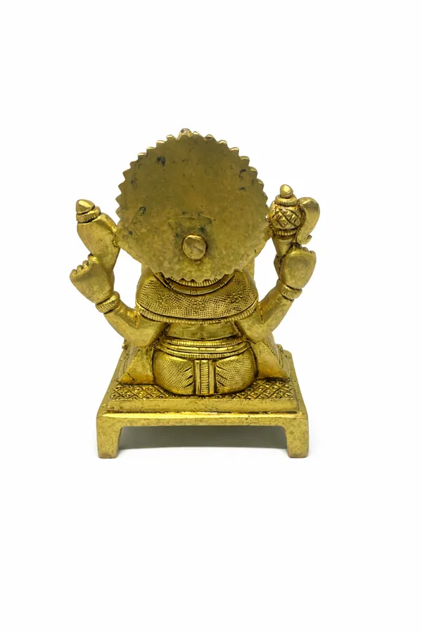 Handcrafted_Brass_Lord_Ganesha_Idol_for_Home_&_Office_||_Weight:_1.100kg__Height:13cm__Length:9cm__Width:5cm