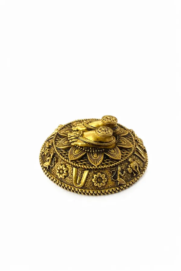 Handcrafted_Brass_Shri_Charan_Paduka_Decorative_Idol_||_Height:_3cm,__Diameter:_6cm,__Weight:_40g