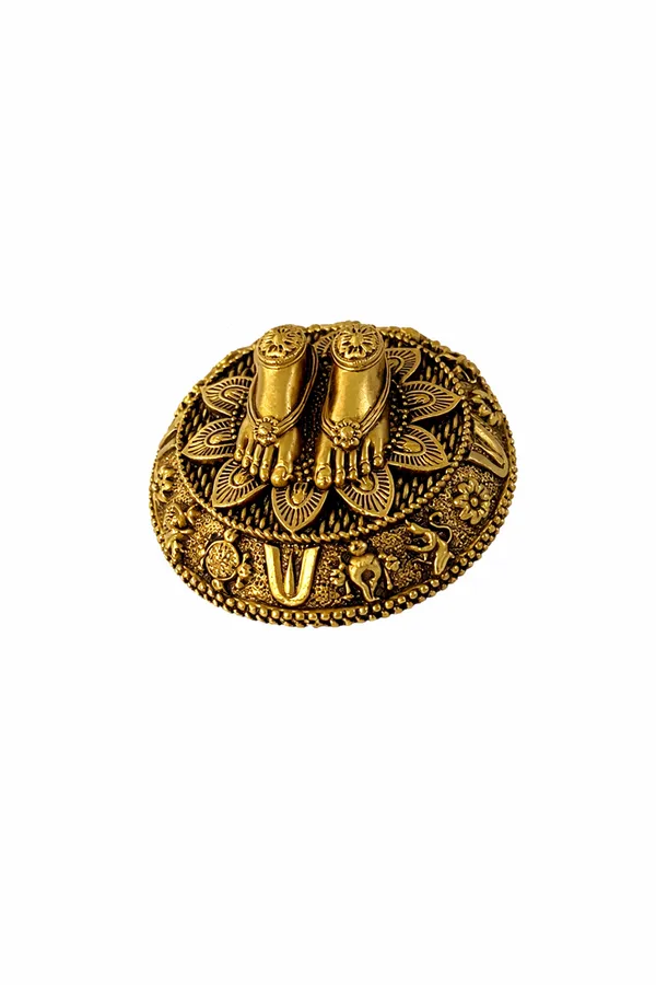 Handcrafted_Brass_Shri_Charan_Paduka_Decorative_Idol_||_Height:_3cm,__Diameter:_6cm,__Weight:_40g