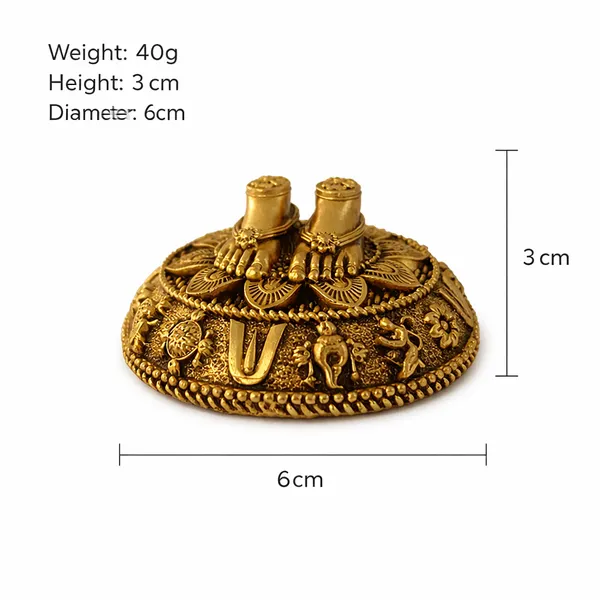 Handcrafted_Brass_Shri_Charan_Paduka_Decorative_Idol_||_Height:_3cm,__Diameter:_6cm,__Weight:_40g