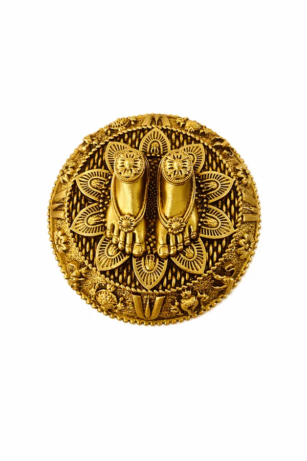 Handcrafted_Brass_Shri_Charan_Paduka_Decorative_Idol_||_Height:_3cm,__Diameter:_6cm,__Weight:_40g
