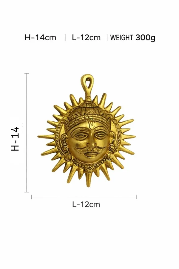 Handcrafted_Brass_Surya_Dev_Wall_Hanging_|_14_cmHeight:_14_cm__Length:_12_cm__Weight:_300_grams