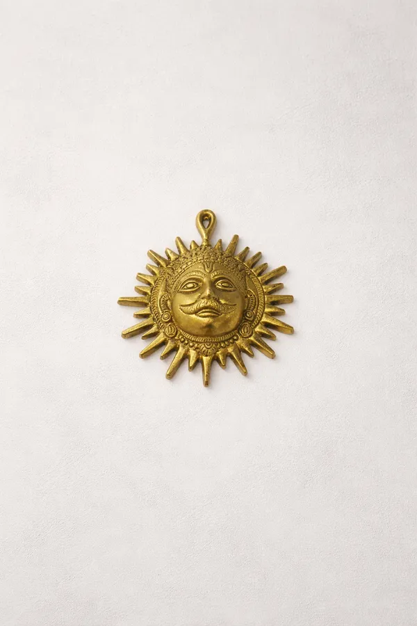 Handcrafted_Brass_Surya_Dev_Wall_Hanging_|_14_cmHeight:_14_cm__Length:_12_cm__Weight:_300_grams