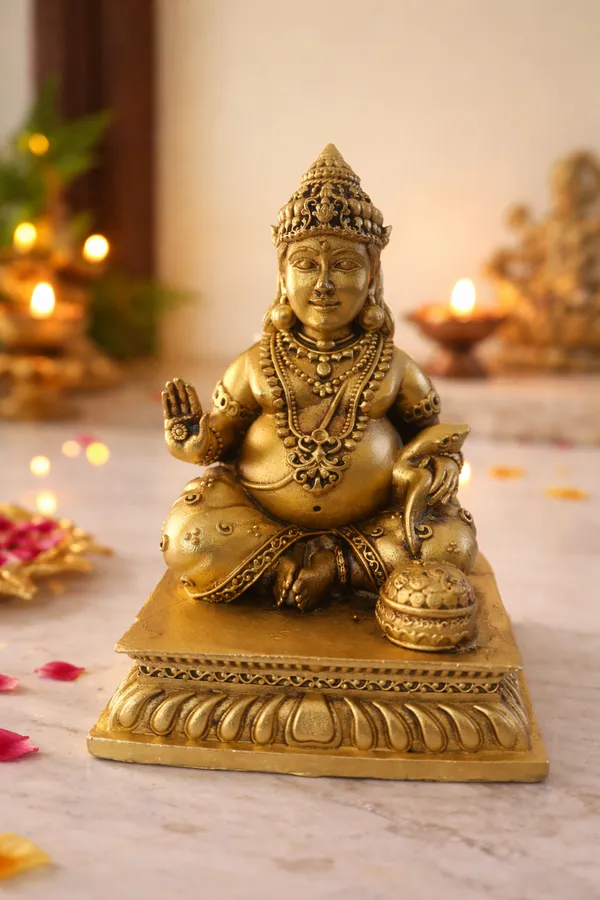Handcrafted_Lord_Kuber_Idol_|_Golden_Finish_Metal_Statue_for_Home_&_Office_||Height:_10cm,_Length:_7cm,_Width:_7cm,__Weight:_225g
