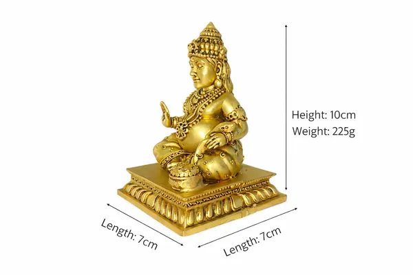 Handcrafted_Lord_Kuber_Idol_|_Golden_Finish_Metal_Statue_for_Home_&_Office_||Height:_10cm,_Length:_7cm,_Width:_7cm,__Weight:_225g