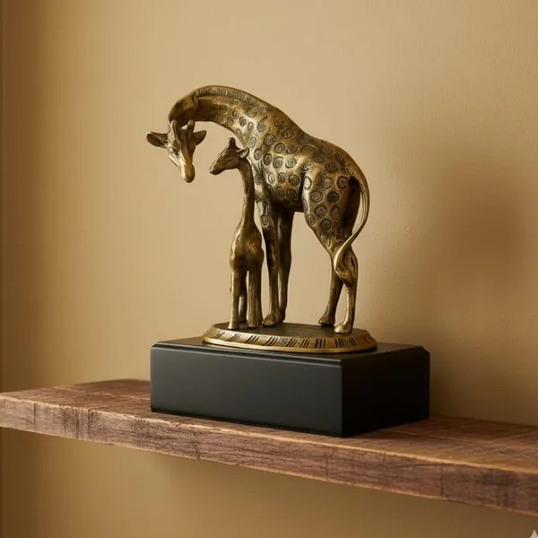 Golden_Antique_Metal_Giraffe_Animal_Statue_Pair_-_Sculpture_For_Home_Office_Cafe_Hotel_Decor_-_2.435_Kg_-_H_34_Cm,_L_24_Cm,_B_17_Cm_-_Decorative_Gift_Item