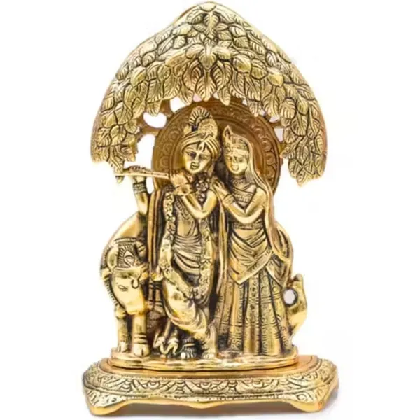 Golden_Radha_Krishna_With_Cow_Standing_Under_Tree_-_0.550_Kg_-_H_21_Cm,_L_14_Cm,_B_5.5_Cm_-_Metal_Home_Decor_&_Gifts_Playing_Flute_Religious_Figure