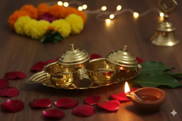 Golden_Decorative_Spice_Container_Set_With_Leaf_Tray,_Brass_Kumkum_Boxes_For_Pooja,_2_Containers