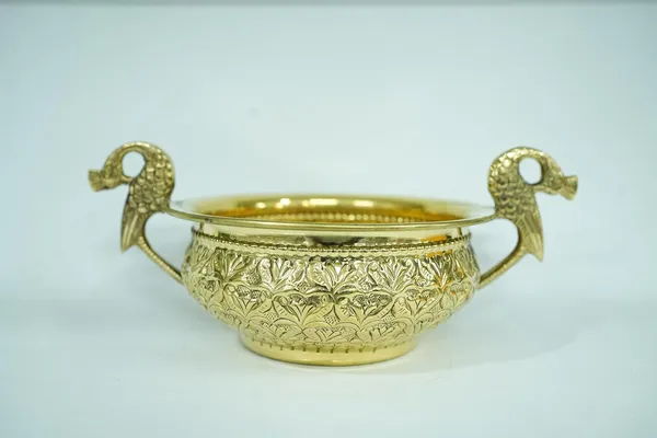 Golden_Brass_Urli_With_Peacock_Handles_Handcrafted_Embossed_Decorative_Bowl_For_Home_Decor,_Mandir,_Pooja_Room,_Weddings_&_Festive_Decoration_23Cm_Width,_6.5Cm_Height,_365G