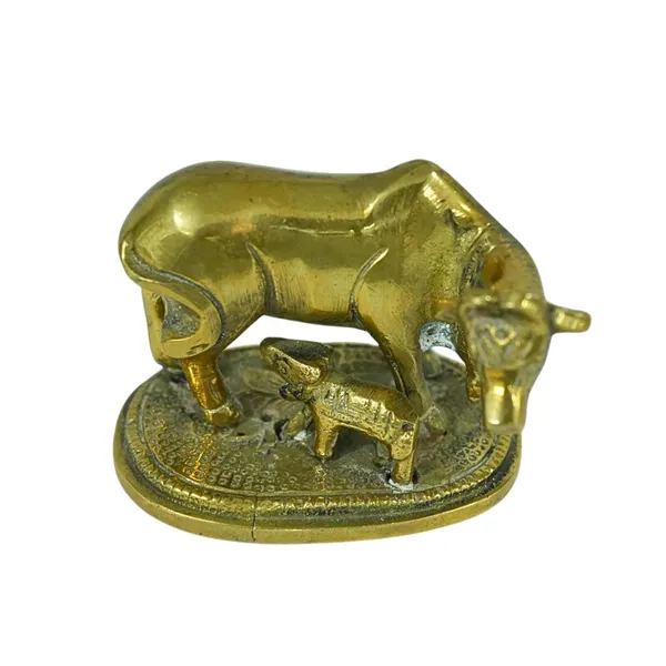 Golden_Handcrafted_Brass_Kamdhenu_Cow_&_Calf_Showpiece,_Auspicious_Vastu_Idol_For_Home_Decor||300g
