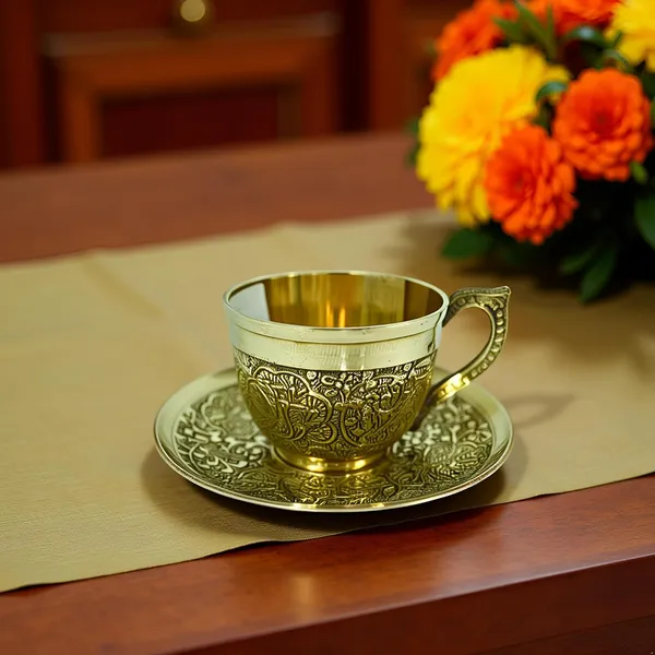 Golden_Handcrafted_Brass_Tea_&_Coffee_Cup_With_Engraved_Floral_Design_Antique_Style_Mug_&_Saucer_Set