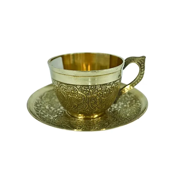 Golden_Handcrafted_Brass_Tea_&_Coffee_Cup_With_Engraved_Floral_Design_Antique_Style_Mug_&_Saucer_Set