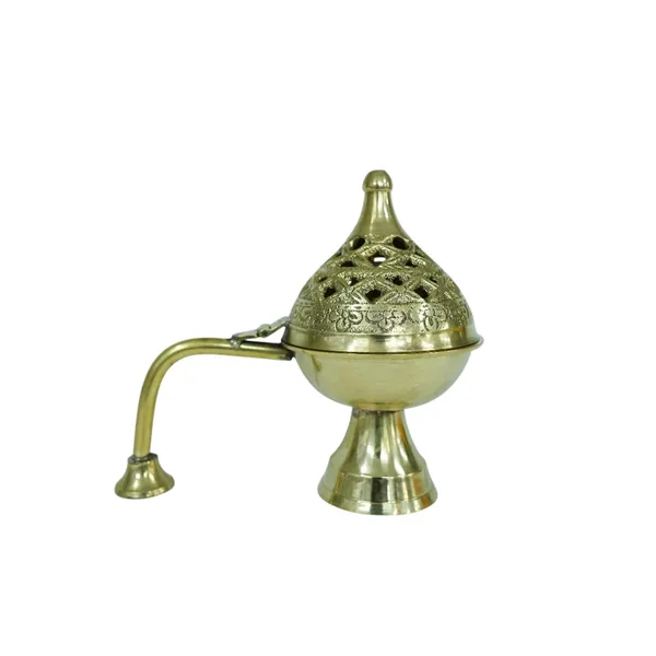 Golden_Brass_Dhoop_Dani_With_Handle,_Traditional_Sambrani_Burner_&_Incense_Holder_For_Puja,_Meditation_&_Home_Fragrance,_Decorative_Brass_Loban_Dani_With_Carved_Lid