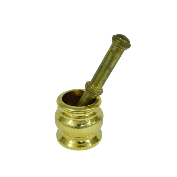 Golden_Solid_Brass_Mortar_And_Pestle_Set,_Handcrafted_Khal_Dasta_Okhli_For_Spices
