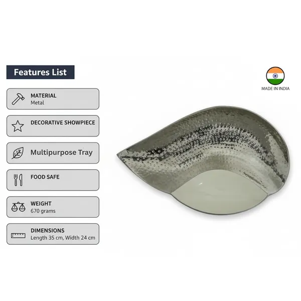 Silver_Metal_Serving_Tray,_Decorative,_Premium_Finish,_35_Cm_X_24_Cm,_670G_Serving_Plates_For_Home,_Platters_For_Tea/Coffee/Fruits/Snacks