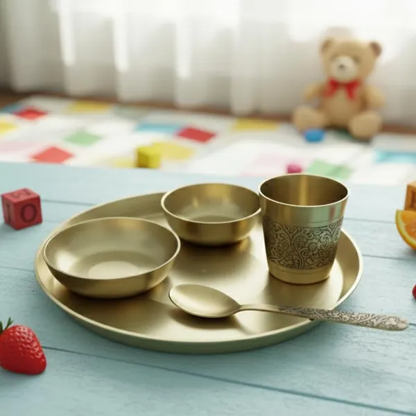 Golden_Brass_Thali_Set_5-Piece_Solid_Dinner_Set_Matte_Finish