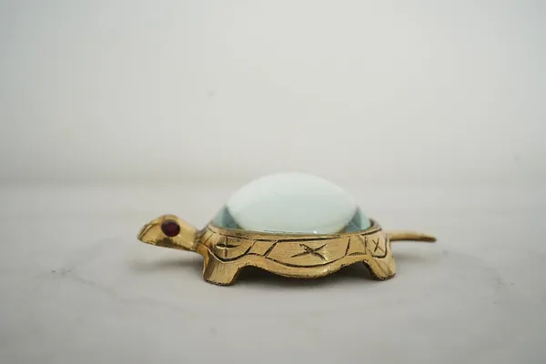 Golden_Brass_small_Tortoise_With_Shree_Yantra_Vastu_Showpiece|_H-3cm,_L-9cm,_W-7cm_112G
