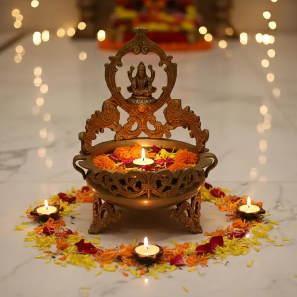 Golden_Brass_Urli_With_Lakshmi_Idol_Handcrafted_Traditional_Decorative_Bowl_For_Home_Decor,_Mandir,_Pooja,_Weddings_&_Festive_Decoration_17_Cm_Dia_X_23Cm_X_30Cm_H,_3285G