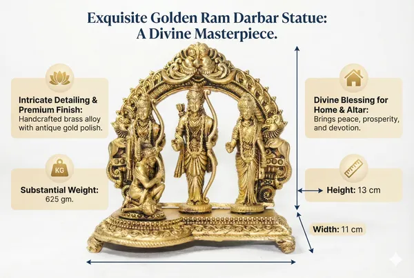 Rahadecor_Handcrafted_Brass_Ram_Darbar_(Rama,Sita,Laxman,Hanuman)_Murti_Idol_Statue_Sculpture_Decorative_Showpiece_-_13_cm_400grams