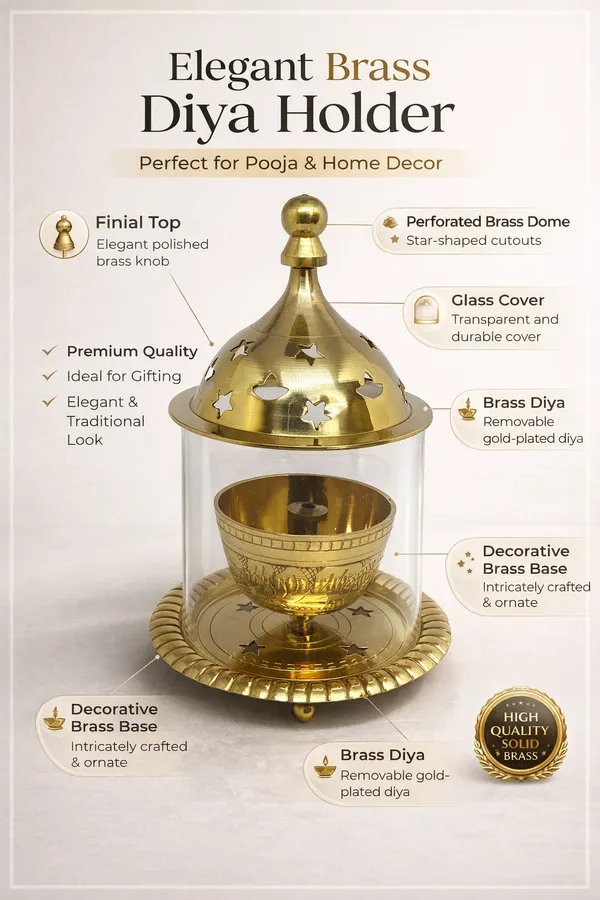 Akhand_Diya_crafted_from_pure_brass_and_clear_glass_||_Height-10cm,_Diameter-5cm,_Weight-110g