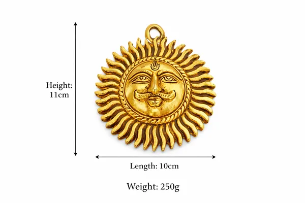 Golden_Brass_Surya_Dev_Wall_Hanging_Sun_Face_Statue_-_250g_-_D_7.6_Cm_-_Puja_Vastu_Figurine_For_Positivity_Home_Entrance_And_Office_Decor_Surya_Bhagwan