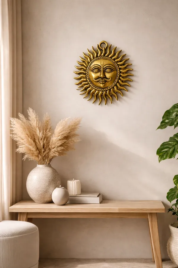 Golden_Brass_Surya_Dev_Wall_Hanging_Sun_Face_Statue_-_250g_-_D_7.6_Cm_-_Puja_Vastu_Figurine_For_Positivity_Home_Entrance_And_Office_Decor_Surya_Bhagwan