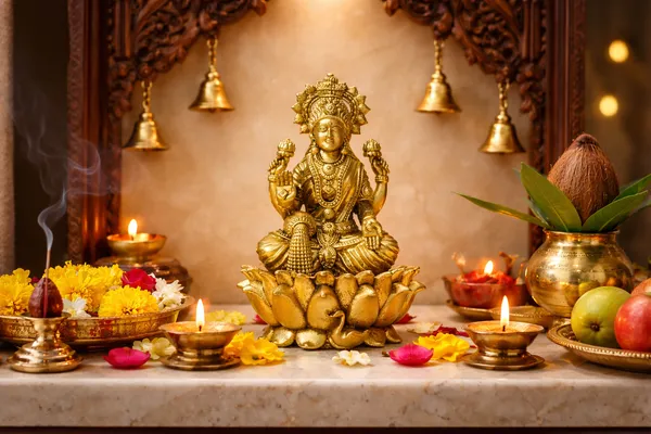 Rahadecor_Lakshmi_Devi_Idol_Statue_for_Temple_Puja_Room_&_Diwali_Decoration_Gifts_||__Height-7cm_(2.8in)_Diametere-5cm,_Weight-100g