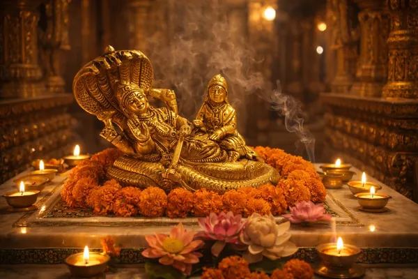 Golden_Brass_Lord_Vishnu_&_Lakshmi_Idol_For_Pooja_&_Home_Decor,_Statue