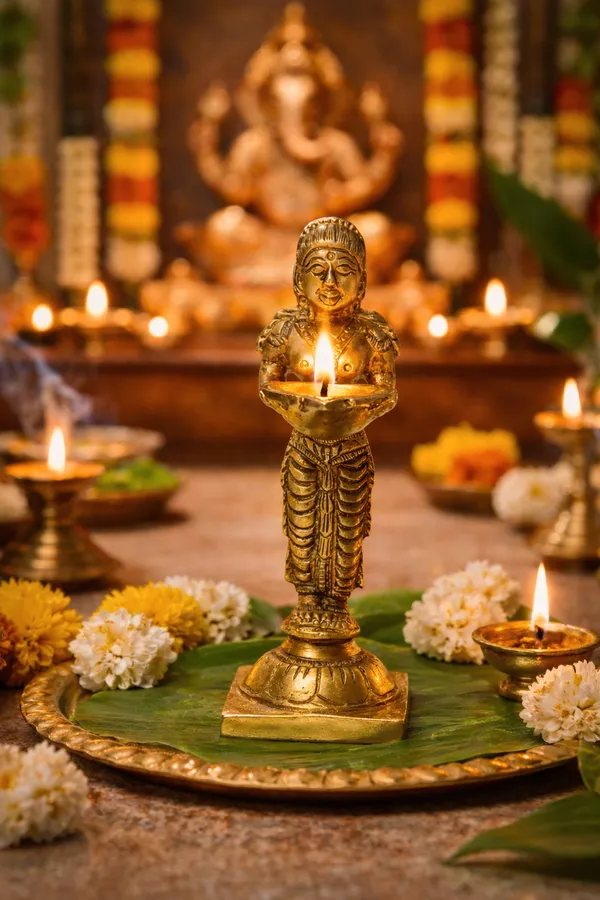 Rahadecor_Brass_Standing_Lady_with_Diya_-_Deep_Laxmi_Deepak_for_Home_Entrance_&_Pooja_Room_-_15cm_Height
